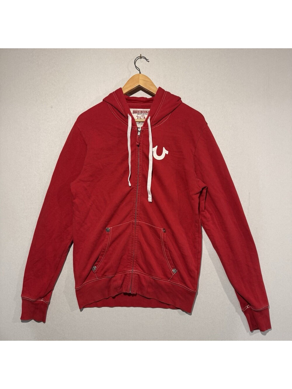 True Religion Red Hoodie World Tour Buddha Zip Up Red Men's Small Y2K Streetwear